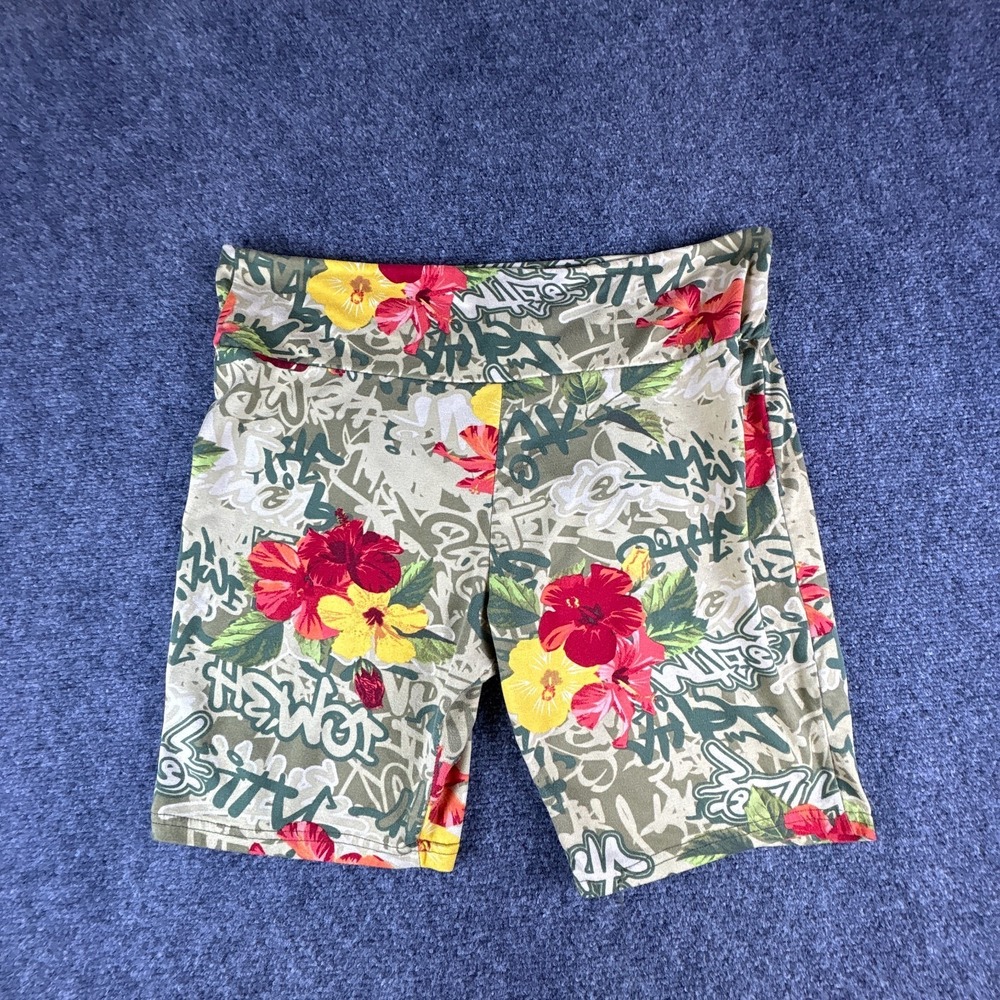 Rouge Collection Biker Shorts Womens 3X Multicolor‎ Floral Stretch Elastic Waist